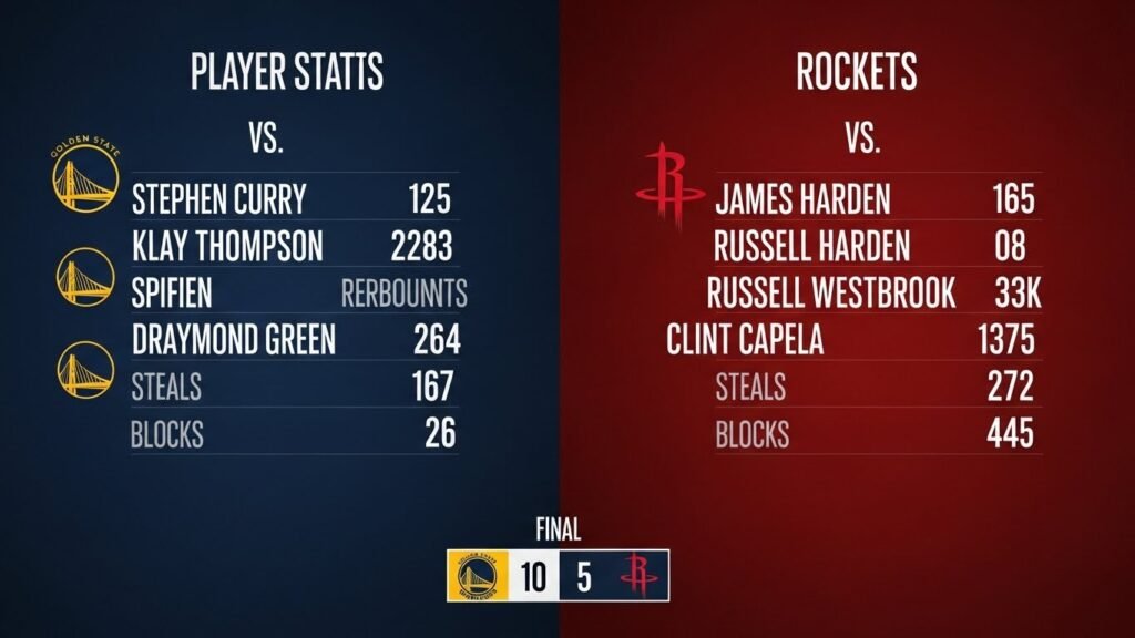 golden state warriors vs houston rockets match player stats