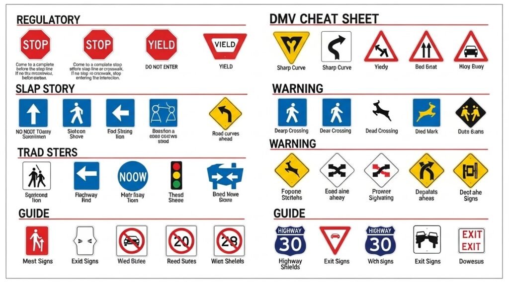 cheat sheet dmv road signs and meanings