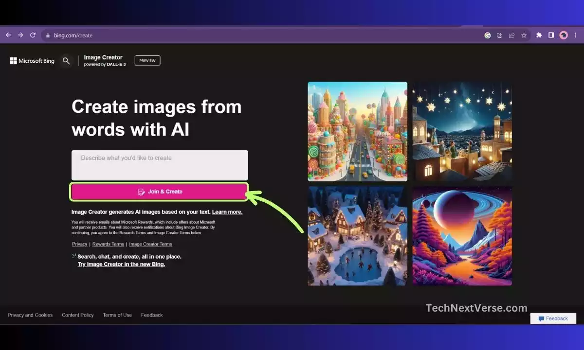 Bing Image Creator use dall-e 3 for free online