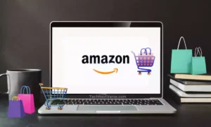 Change billing address in Amazon with a Laptop on a table