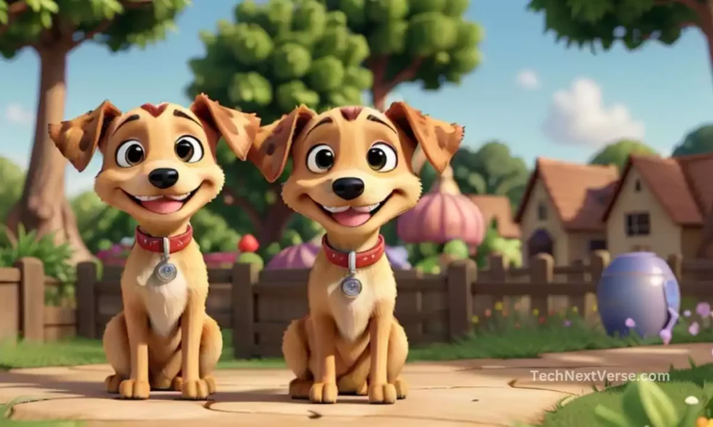 two cute disney pixar dog ai generated image