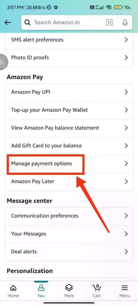 change billing address in amazon app