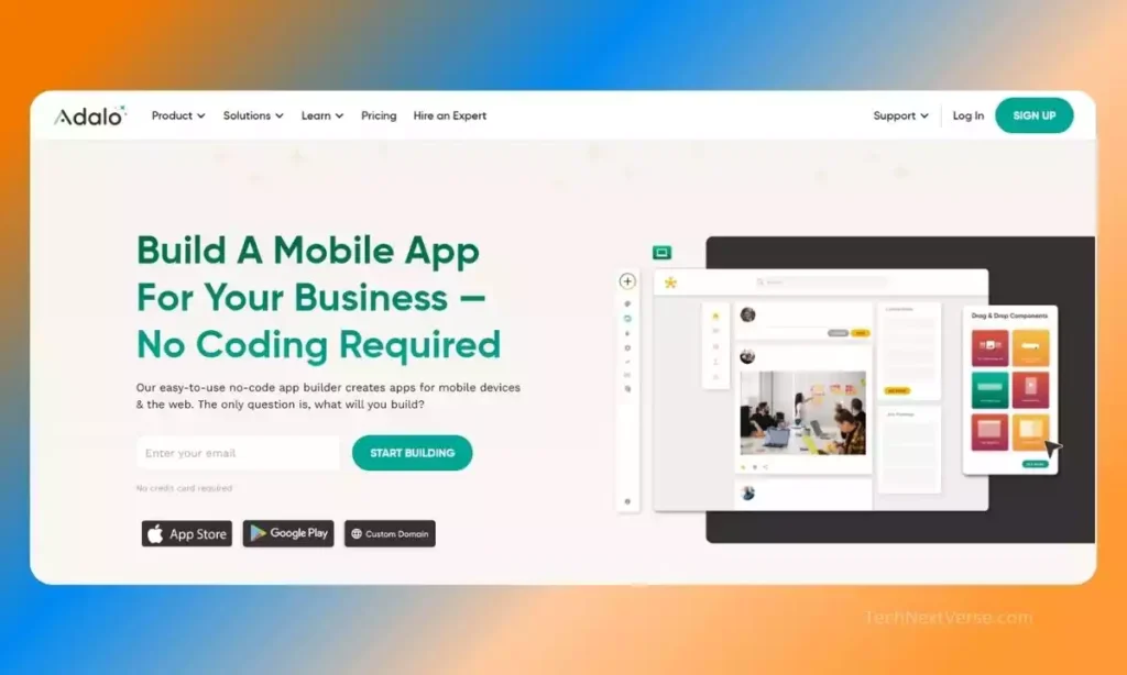 Best no code App Builders Adalo homepage