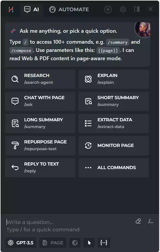 Harpa AI Copilot interface