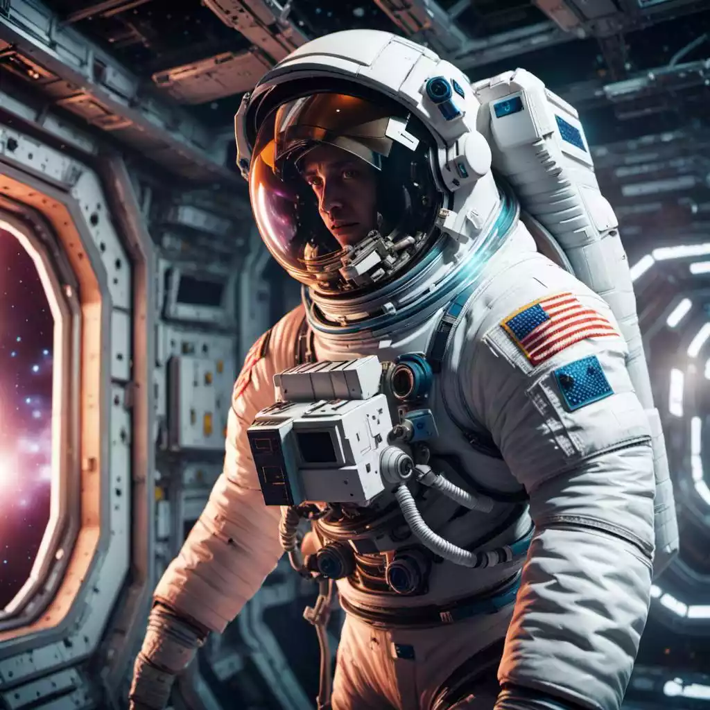 how to write ai image prompts, an astronaut with spacesuit in spaceship 