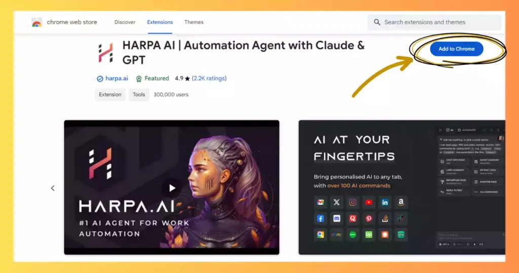 install harpa ai chrome extension from web store