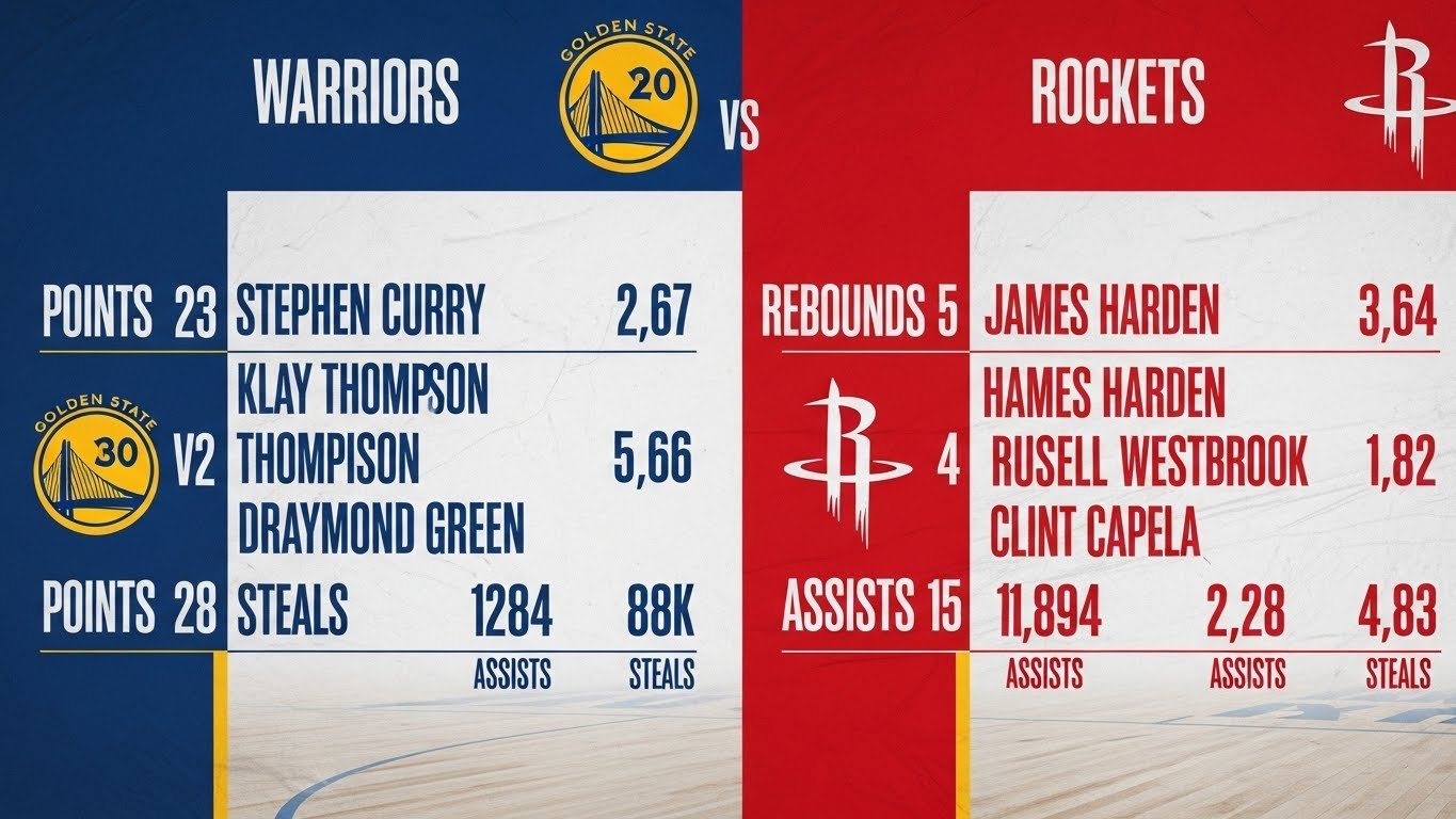 golden state warriors vs houston rockets match player stats
