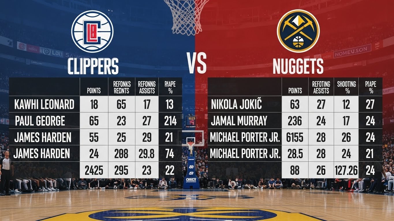 clippers vs denver nuggets match player stats