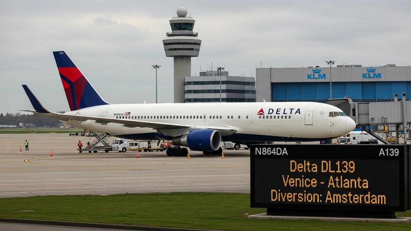 delta dl139 venice atlanta diversion amsterdam
